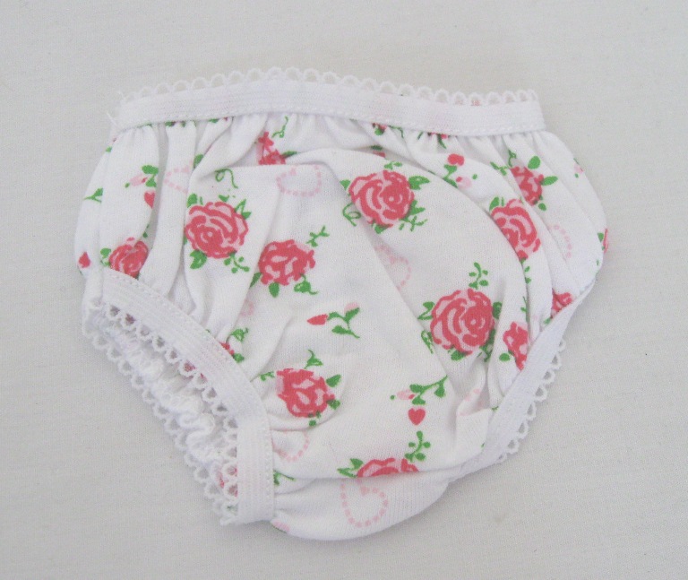 Pink Rose On White Cotton Underpant